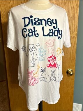 Disney Parks Disney Cat Lady White T-shirt Women’s Size  XLarge New Cheshire Cat